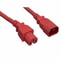 Swe-Tech 3C High Temperature Power Cord, C14 to C15, 14AWG, 15 Amp, UL SJT, Red, 6 foot FWT10W2-07106RD